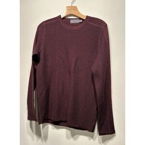 Vince Sweater Wool Silk Waffle Knit Maroon Size S 4 6 Crewneck